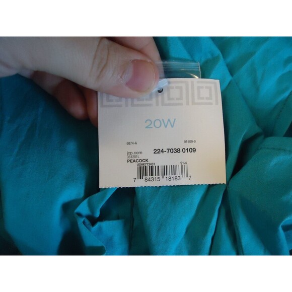 Liz Claiborne V Neck Midi Shirt Dress Button Front Ruffled Size 20w Aqua Pockets - Picture 3 of 10
